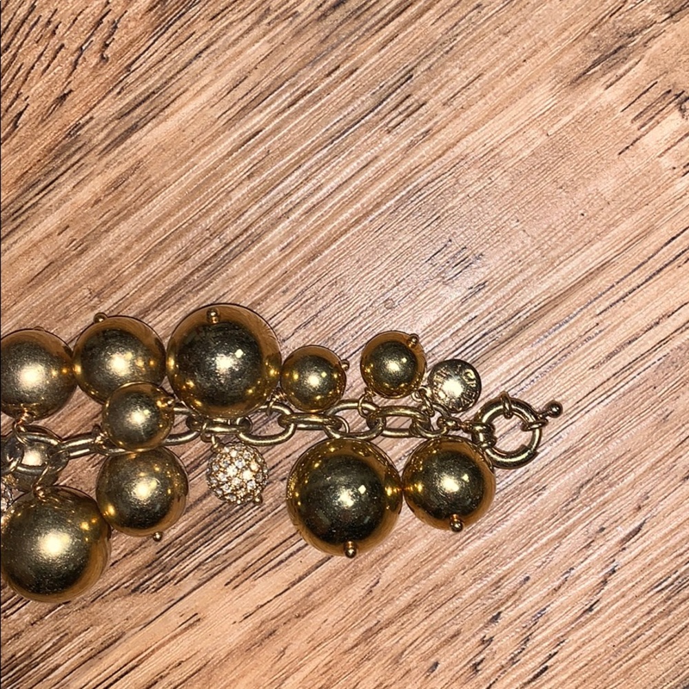 J Crew Gold & Crystal Ball Bracelet - Picture 3 of 4